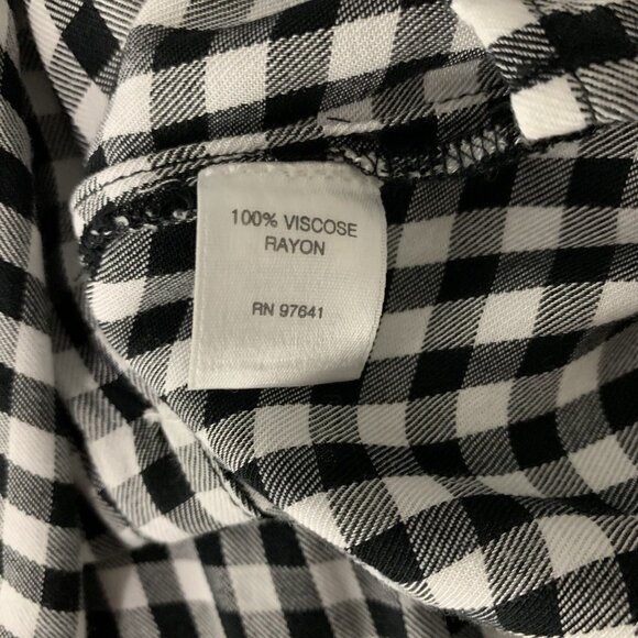 J Jill Button Down Shirt Small Gingham Black White Cotton Long Sleeve - Picture 5 of 5